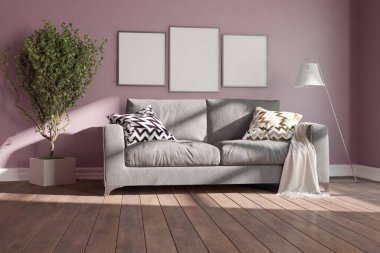 Modern iç tasarım. 3d illüstrasyon