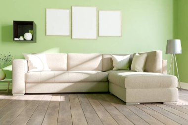 Modern iç tasarım. 3d illüstrasyon