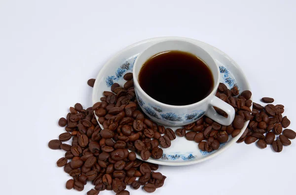 Koffie Een Kopje Een Witte Achtergrond — Stockfoto