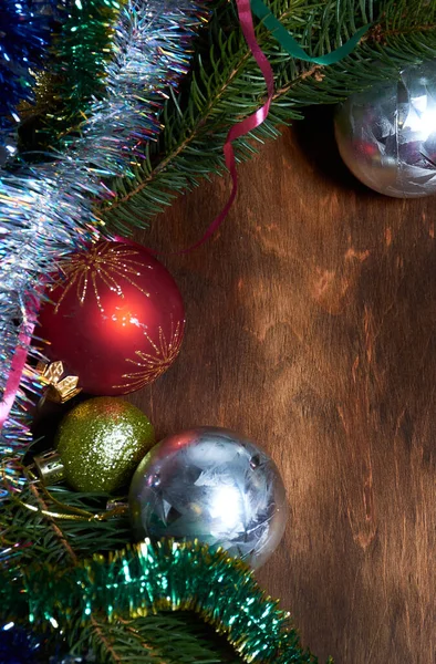 Kerstversiering Voor Boom Een Houten Tafel — Stockfoto