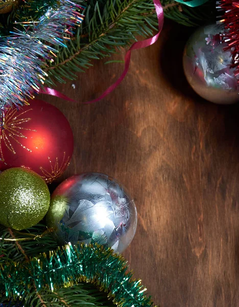 Decoraciones Navidad Para Árbol Una Mesa Madera —  Fotos de Stock