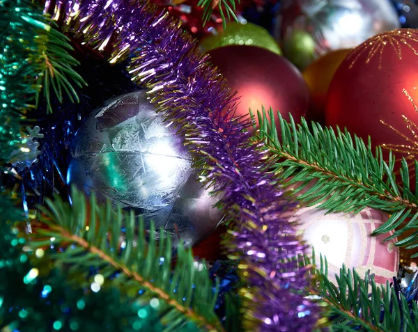 Decorações Natal Para Árvore Uma Mesa Madeira — Fotografia de Stock