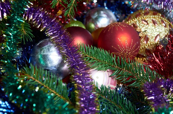 Decorações Natal Para Árvore Uma Mesa Madeira — Fotografia de Stock
