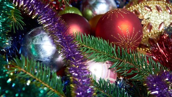 Різдвяні Прикраси Дерева Дерев Яному Столі — стокове фото