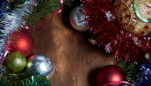 Kerstversiering Voor Boom Een Houten Tafel — Stockfoto