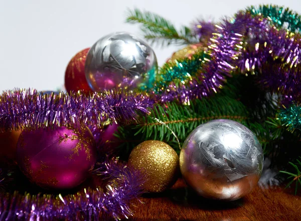 Kerstversiering Een Houten Tafel — Stockfoto