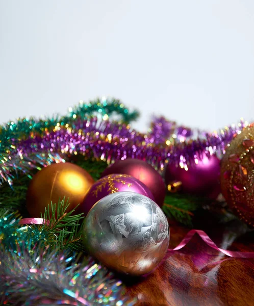 Kerstversiering Een Houten Tafel — Stockfoto