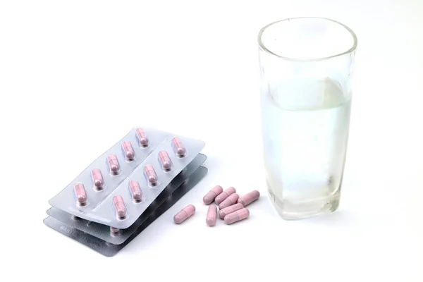Medicin Tablett Vit Bakgrund — Stockfoto