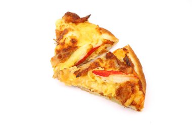 Deniz ürünleri dilim pizza beyaz arka plan üzerinde