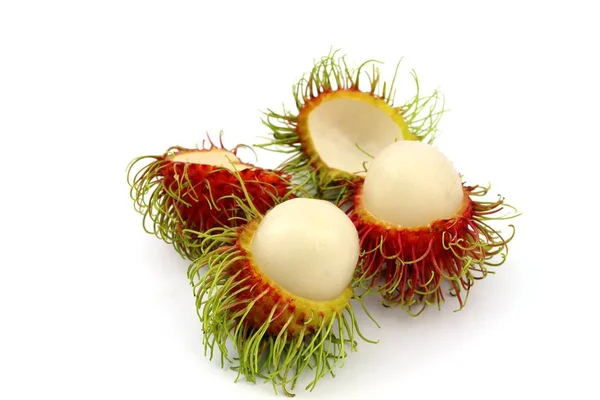 Rambutan Γλυκό Φρούτο Από Την Ταϊλάνδη Στις Απομονωμένες Λευκό Φόντο — Φωτογραφία Αρχείου