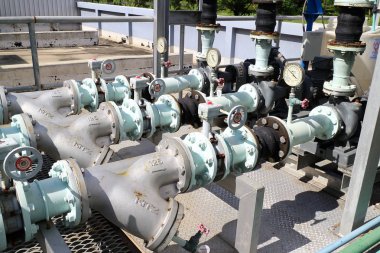 Rayong, Tayland Thailand, Mayıs 25-2018: su pompa ve boru sistemi fabrikada