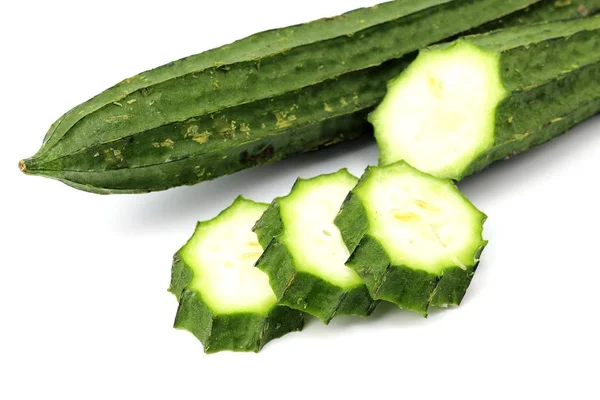 Verde Zucchine Vegetale Sfondo Bianco — Foto Stock