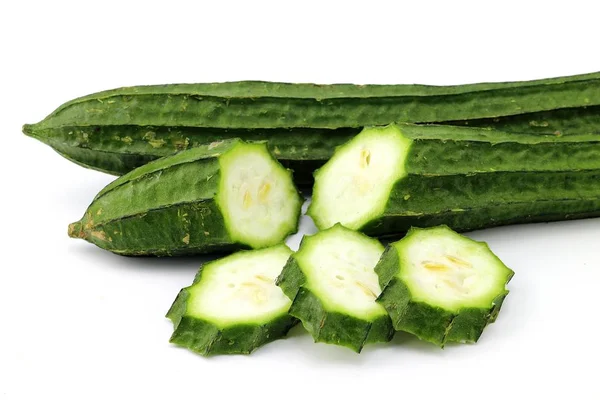 Verde Zucchine Vegetale Sfondo Bianco — Foto Stock