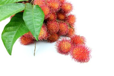 Beyaz arka plan üzerinde Rambutan tatlı meyve