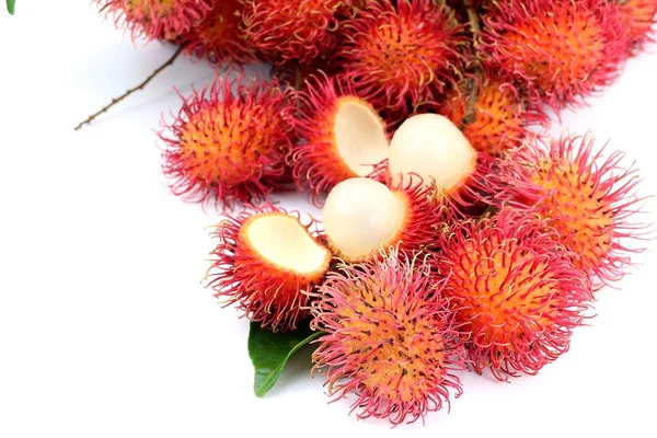 Rambutan Doce Fruta Fundo Branco — Fotografia de Stock