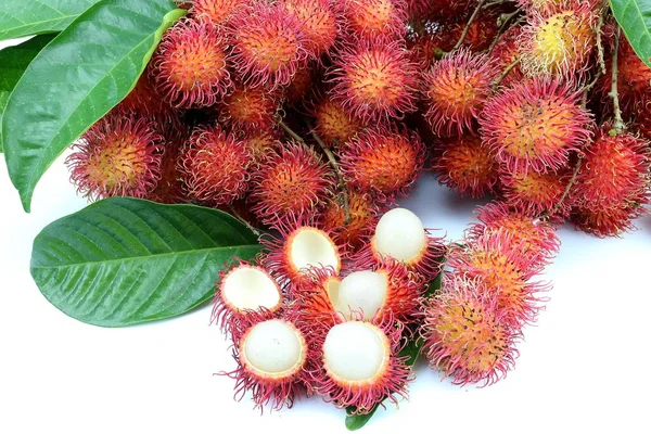 Rambutan Doce Fruta Fundo Branco — Fotografia de Stock