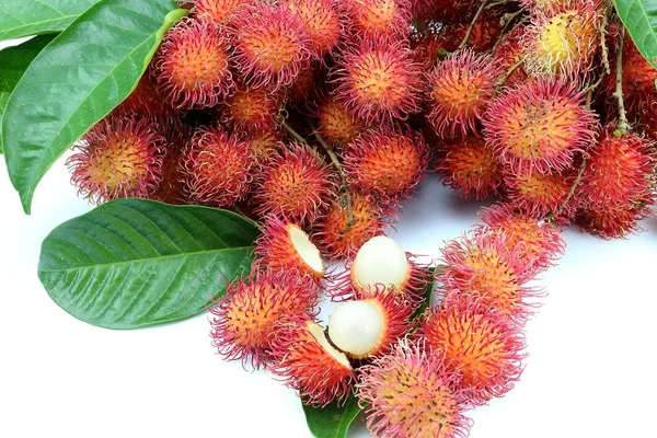 Rambutan Doce Fruta Fundo Branco — Fotografia de Stock