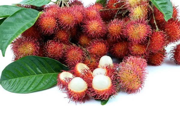 Rambutan Doce Fruta Fundo Branco — Fotografia de Stock