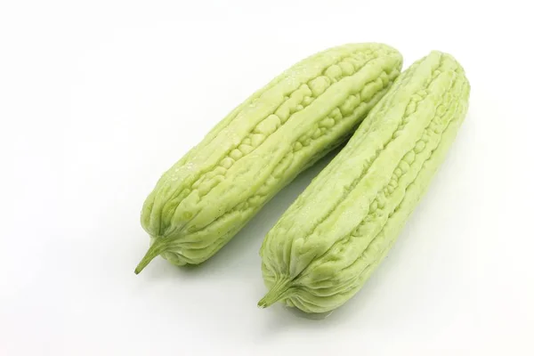 Momordica Πράσινο Λαχανικό Πικρό Πεπόνι Άσπρο Φόντο — Φωτογραφία Αρχείου