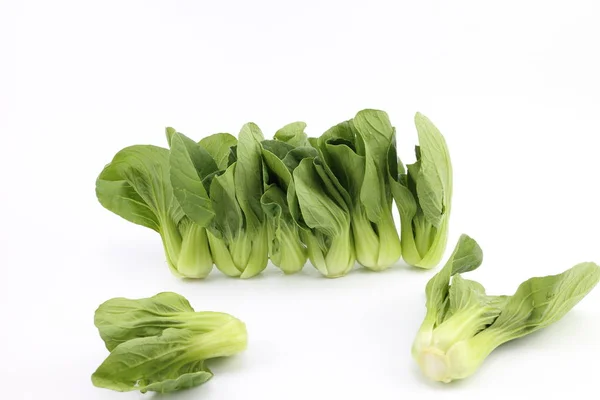 Fehér Alapon Zöld Saláta Kantoni Zöldség — Stock Fotó