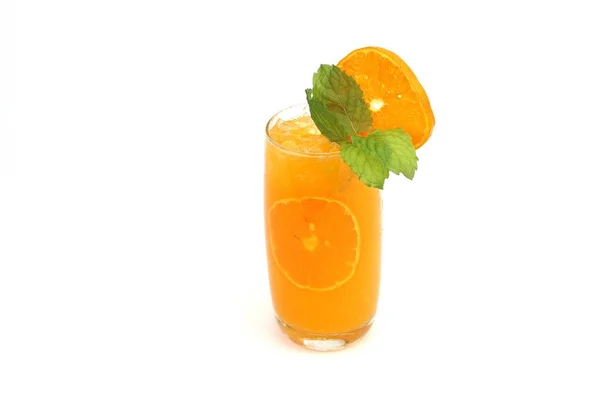 Frischer Orangensaft Eiskaltes Getränk Und Minze — Stockfoto