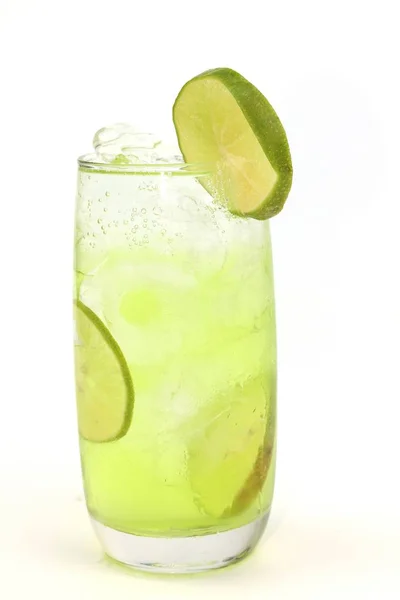 Fresh Lemon Juice Cool Drink White Background — Stock Photo, Image