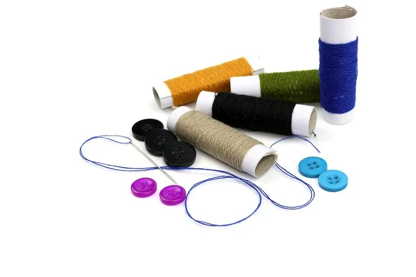 Button Color Cotton Roll Sewing — Stock Photo, Image