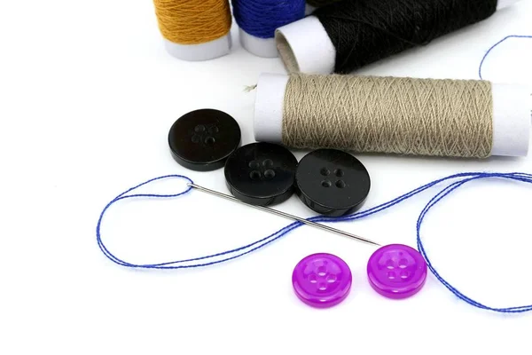 Button Color Cotton Roll Sewing — Stock Photo, Image