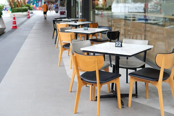 Chair Dining Table Prepared Area Restaurant Serving Walkway Area — Stock Photo, Image