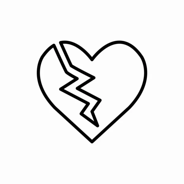 Контур Иконки Разбитого Сердца Разбитое Сердце Векторной Иллюстрации Символ Веб — стоковый вектор