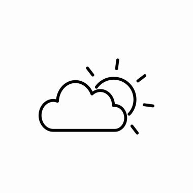 Ana hatlı bulut güneş ikonu. Bulut güneş vektörü çizimi. Web ve mobil için sembol