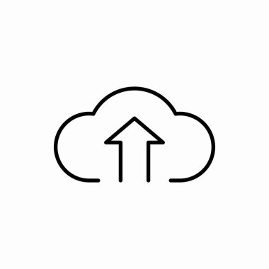 Ana hatlı bulut gönderme simgesi. Bulut yükleme vektör illüstrasyonu. Web ve mobil için sembol