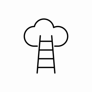 Merdiven ikonlu ana hat bulutu. Merdiven vektör illüstrasyonlu bulut. Web ve mobil için sembol