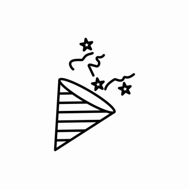 Taslak konfeti popper ikonu. Konfeti popper vektör illüstrasyonu. Web ve mobil için sembol