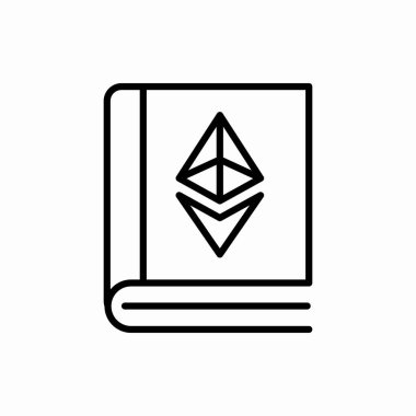 Ethereum kitap ikonu. Ethereum kitap vektör illüstrasyonu. Web ve mobil için sembol