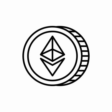Özet olarak ethereum sikke simgesi. Ethereum sikke vektör çizimi. Web ve mobil için sembol