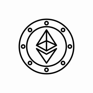 Özet olarak ethereum sikke simgesi. Ethereum sikke vektör çizimi. Web ve mobil için sembol