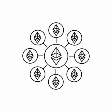 Özet ağ simgesi. Ethereum ağ temsili. Web ve mobil için sembol
