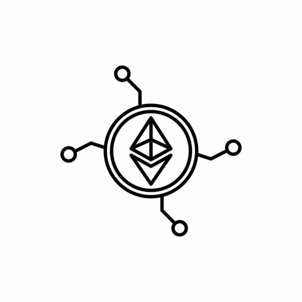 Obrys Ikony Éterické Sítě Ethereum Síťové Vektorové Ilustrace Symbol Pro — Stockový vektor