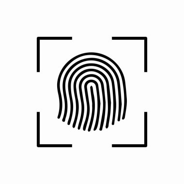 Taslak parmak tarayıcı simgesi. Parmak tarayıcı çizimi. Web ve mobil için sembol