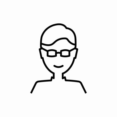 Taslak gözlüklü adam ikonu. Gözlüklü adam çizimi. Web ve mobil için sembol