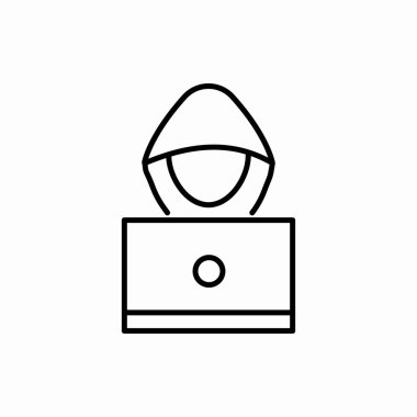 Ana hatlı hacker simgesi. Hacker vektör illüstrasyonu. Web ve mobil için sembol