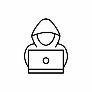 Ana hatlı hacker simgesi. Hacker vektör illüstrasyonu. Web ve mobil için sembol