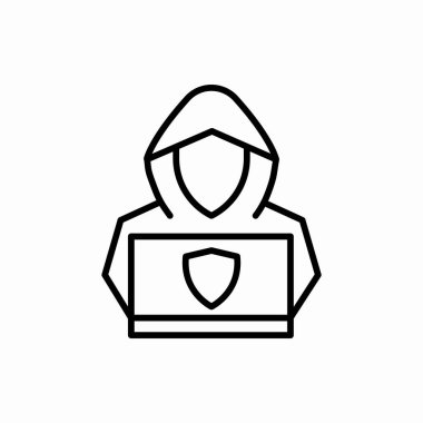 Ana hatlı hacker simgesi. Hacker vektör illüstrasyonu. Web ve mobil için sembol