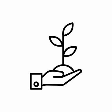 Bitki ikonuyla çizilen el. Bitki vektör illüstrasyonuyla çizilen el. Web ve mobil için sembol