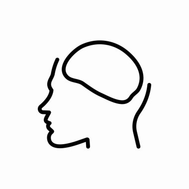 Beyin ikonunda ana hatlarıyla. Beyin vektör illüstrasyonunda baş. Web ve mobil için sembol