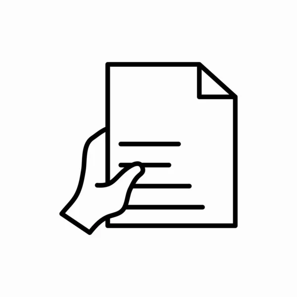 Obrys Ruky Ikonou Dokumentu Ruka Dokumentem Vektorové Ilustrace Symbol Pro — Stockový vektor