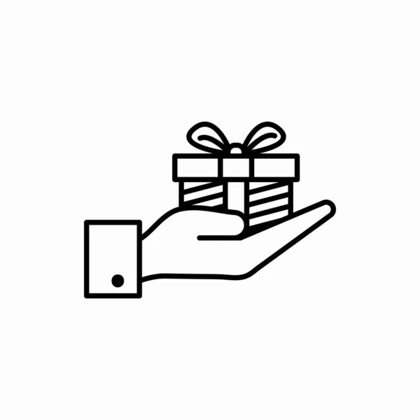 Esquema Mano Con Icon Hand Caja Regalo Con Ilustración Vectores — Archivo Imágenes Vectoriales