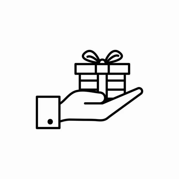 用礼品盒图标勾勒手 用礼品盒向量图来勾勒手 Web和Mobile的符号 — 图库矢量图片