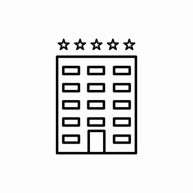Ana hatlı otel ikonu. Otel vektör çizimi. Web ve mobil için sembol